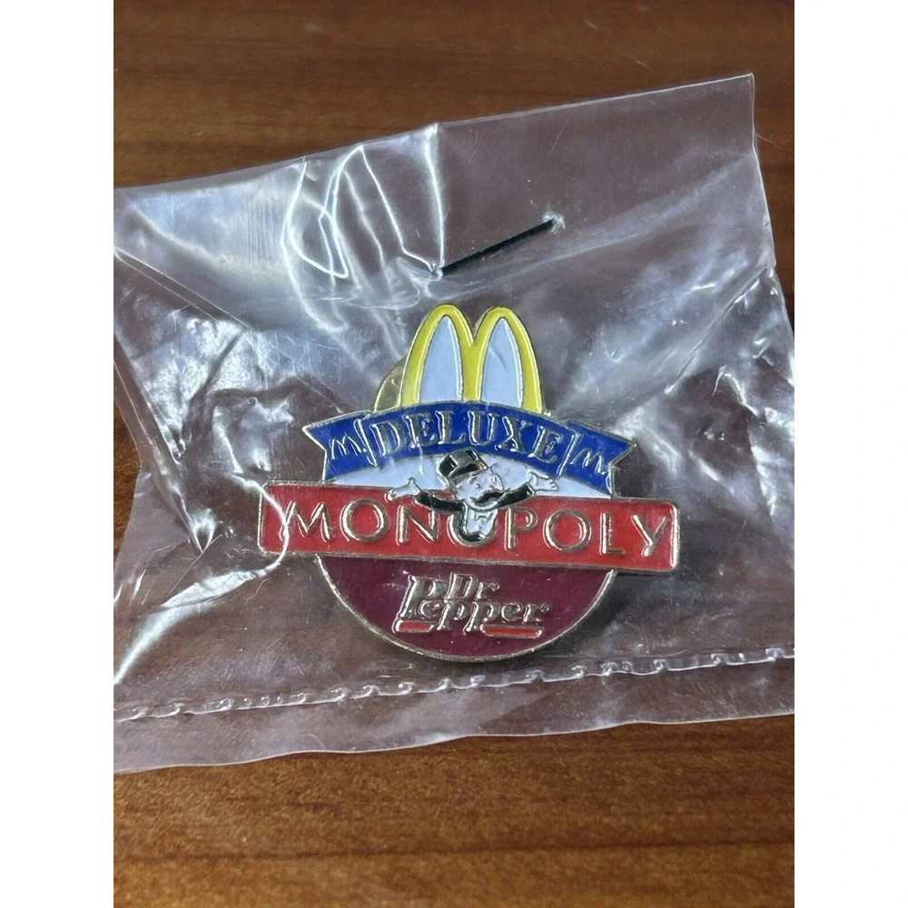 VTG McDonald's Lapel Employee Pin Deluxe Monopoly Dr. Pepper Enamel‎ Clutch Back